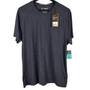 NWT Fourlaps Mens L Level Tech Tee Navy Heathered Wool Blend Gorpcore Activewear